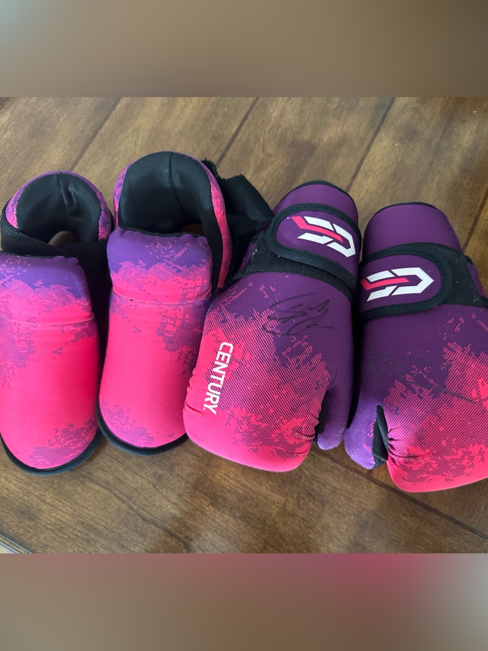 Century Pink Purple Kids Boxing Gloves and shoes.